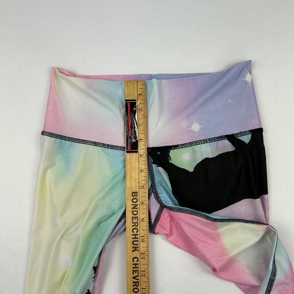 Teeki Northern Lights Galaxy Moose Yoga Leggings Pink Purple Blue Womens Medium - Picture 7 of 9